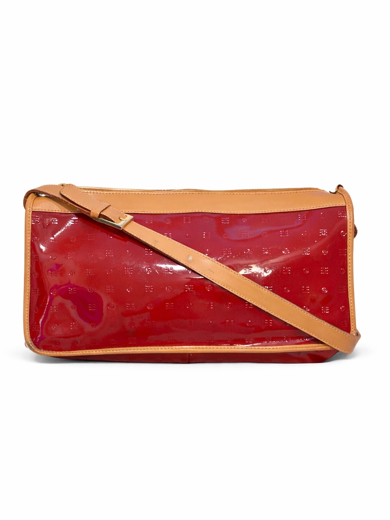 Arcadia Red Patent Leather East West Shoulder Bag Made In Italy
